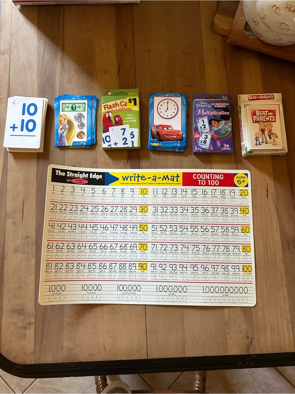 write-a-Mat Counting to 100 Learning Mat - Yellow and flash cards
